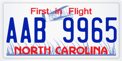 NC license plate AAB9965