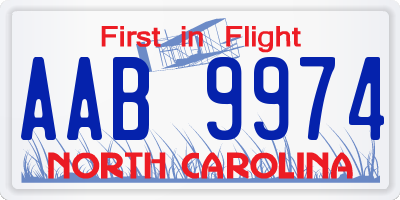 NC license plate AAB9974