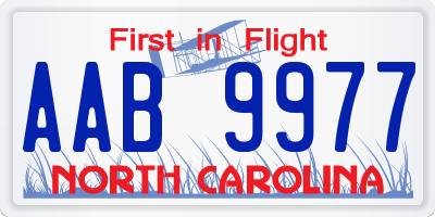 NC license plate AAB9977