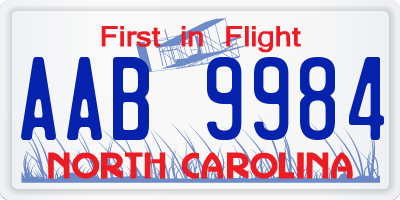 NC license plate AAB9984