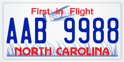 NC license plate AAB9988