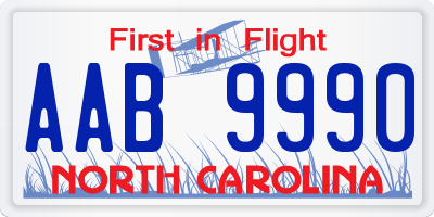 NC license plate AAB9990