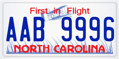 NC license plate AAB9996