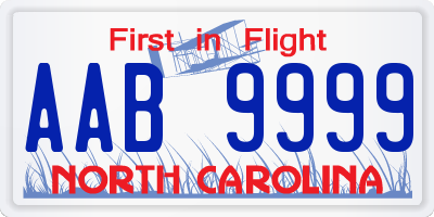 NC license plate AAB9999