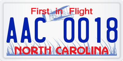 NC license plate AAC0018