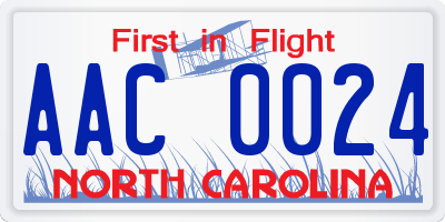 NC license plate AAC0024