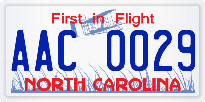 NC license plate AAC0029