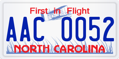 NC license plate AAC0052