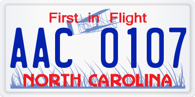 NC license plate AAC0107