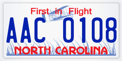 NC license plate AAC0108