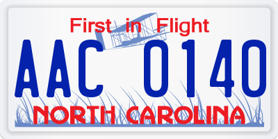 NC license plate AAC0140