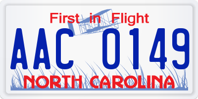 NC license plate AAC0149