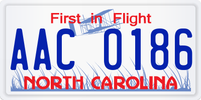 NC license plate AAC0186