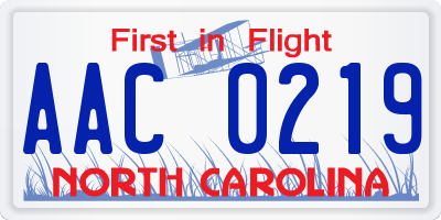 NC license plate AAC0219