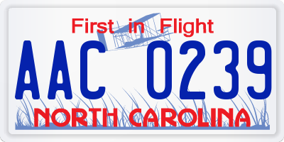 NC license plate AAC0239