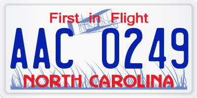 NC license plate AAC0249