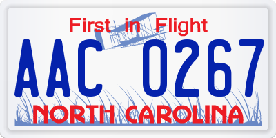 NC license plate AAC0267