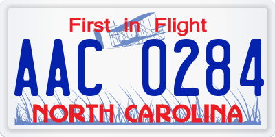 NC license plate AAC0284