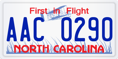 NC license plate AAC0290