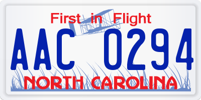 NC license plate AAC0294