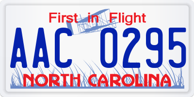 NC license plate AAC0295