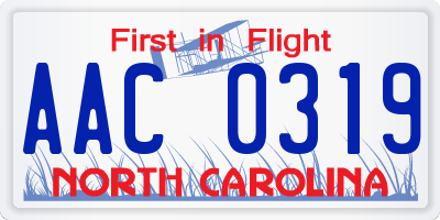 NC license plate AAC0319