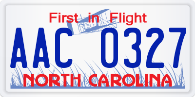 NC license plate AAC0327