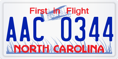 NC license plate AAC0344