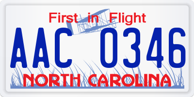 NC license plate AAC0346