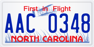 NC license plate AAC0348