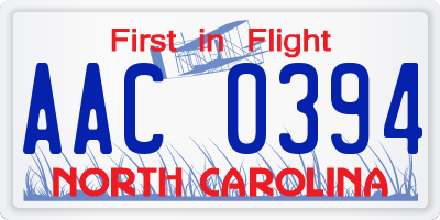 NC license plate AAC0394