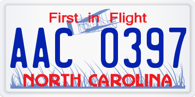 NC license plate AAC0397