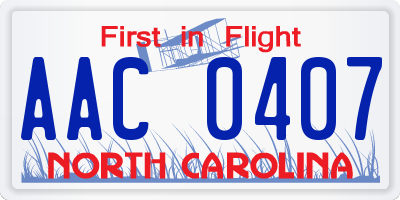 NC license plate AAC0407