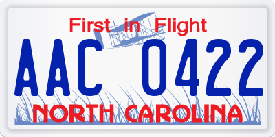 NC license plate AAC0422