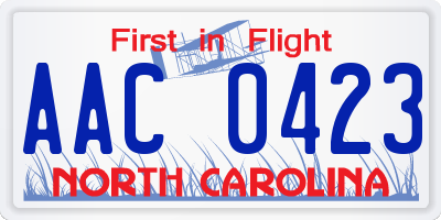 NC license plate AAC0423