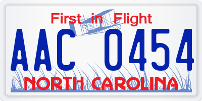 NC license plate AAC0454