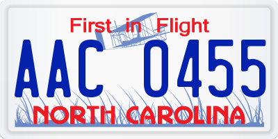 NC license plate AAC0455