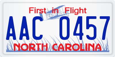 NC license plate AAC0457
