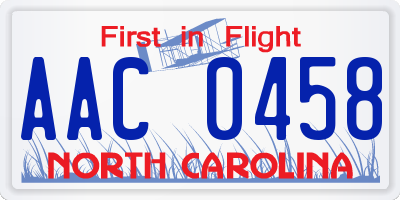 NC license plate AAC0458