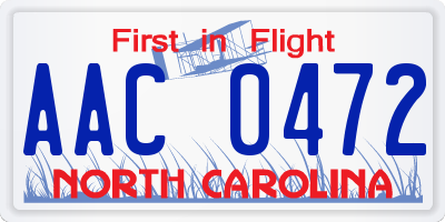 NC license plate AAC0472