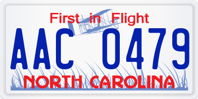 NC license plate AAC0479