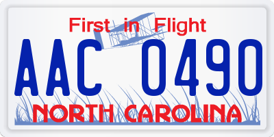 NC license plate AAC0490