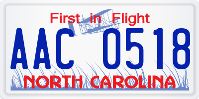 NC license plate AAC0518