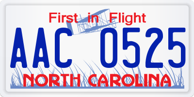 NC license plate AAC0525