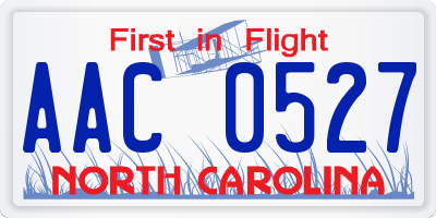 NC license plate AAC0527