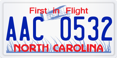 NC license plate AAC0532