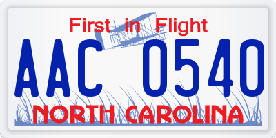 NC license plate AAC0540