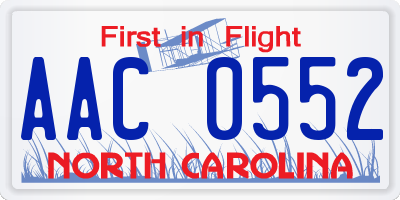 NC license plate AAC0552