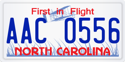 NC license plate AAC0556