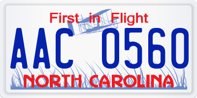 NC license plate AAC0560